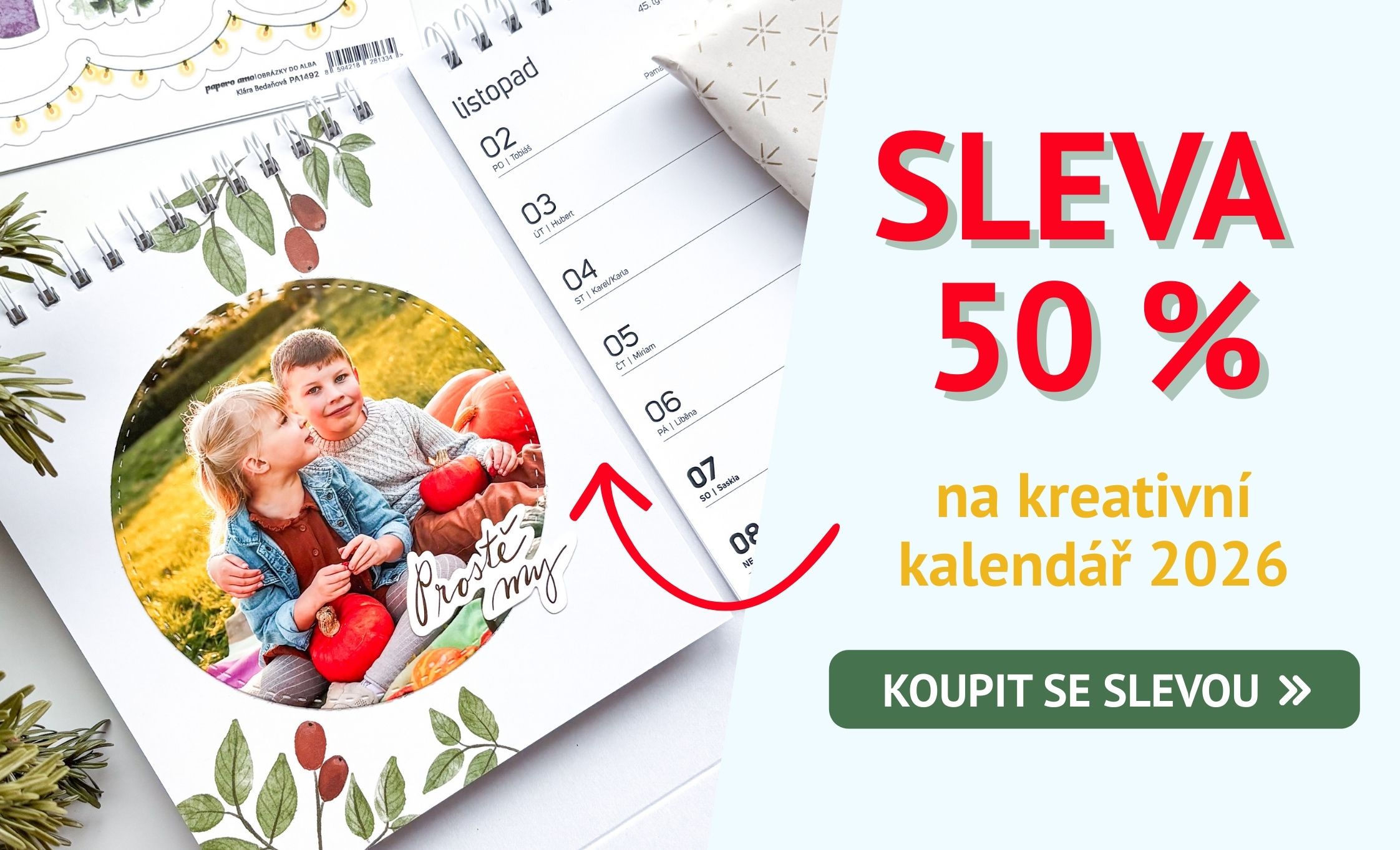 Sleva na kreativní stolní kalendář 2026