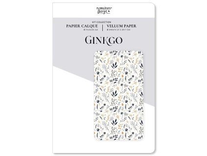sada 4 vellum papiru ginkgo