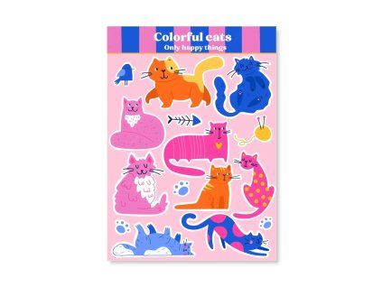 samolepky colorful cats kocky