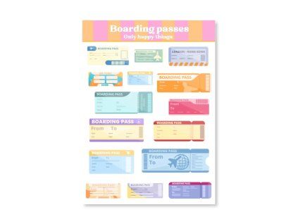 samolepky boarding passes cestovani