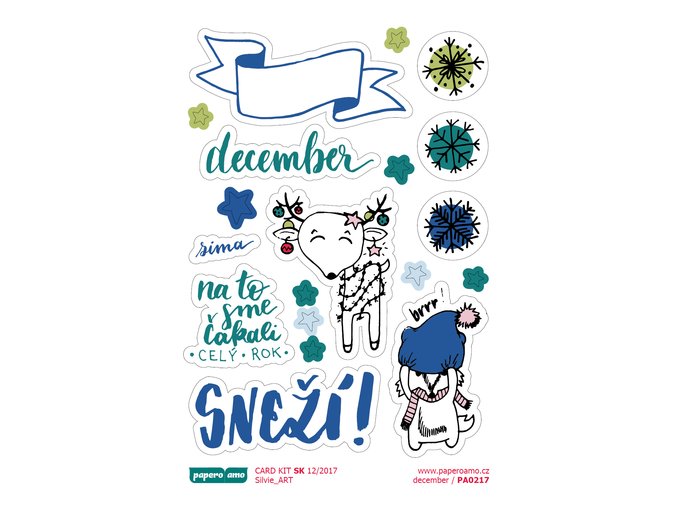 PAPERO AMO - samolepky - CARD KIT December 2017 / DECEMBER