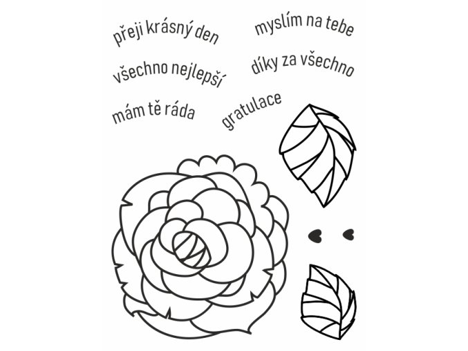 Polymerová sada razítek - Gratulace květinová