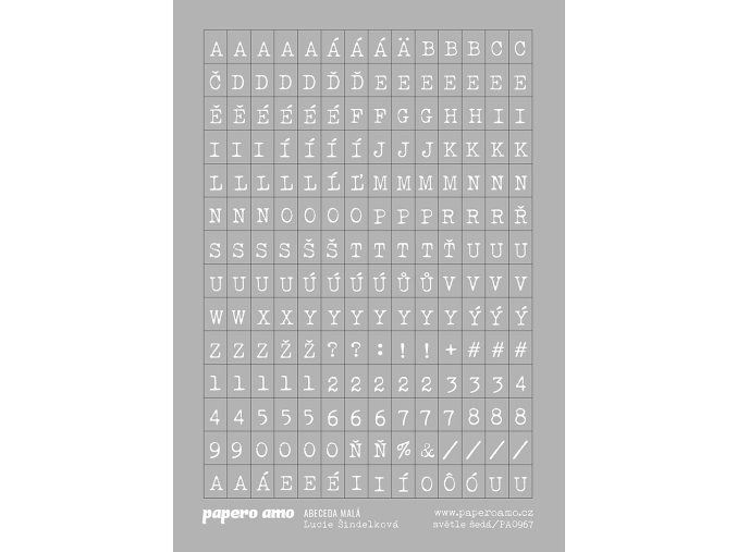 ABECEDA MALA samolepky papir svetle seda