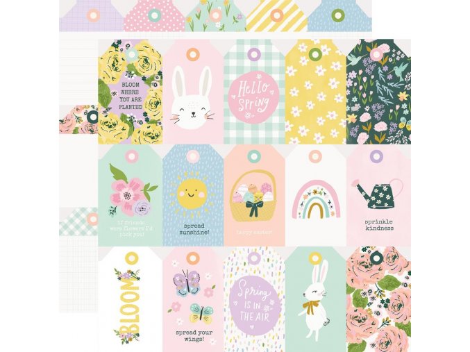 Papír na scrapbook - BUNNIES & BLOOMS / Tags