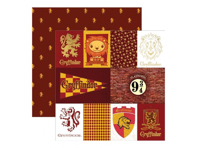 Scrapbookový papír - HARRY POTTER / Gryffindor