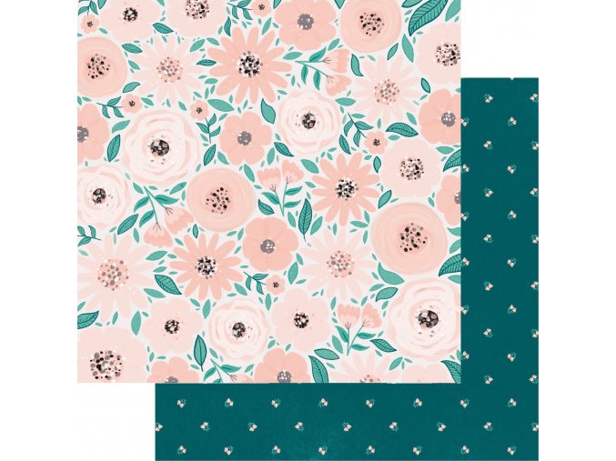 SCRAPBOOK PAPER - SPRING GARDEN / #01 On the pink meadow