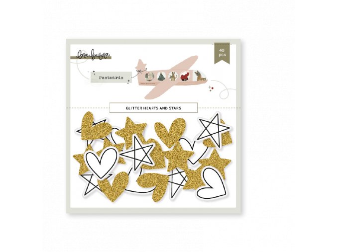 ELB0165 Estrellas y corazones de glitter POSTCARDS