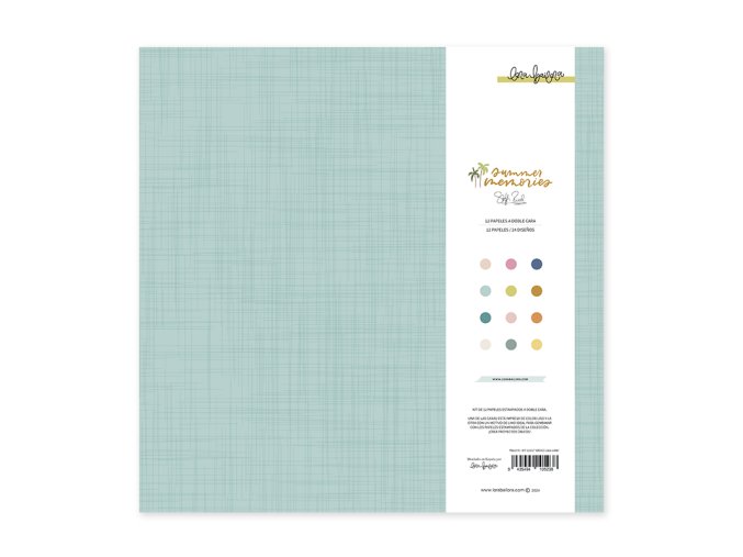 PBL0170 Pack 12 papeles estampados doble cara 30,5x30,5 SUMMER MEMORIES PORTADA