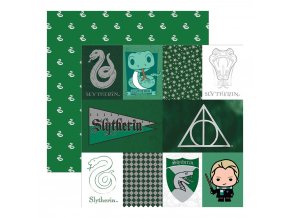 Scrapbookový papír - HARRY POTTER / Slytherin