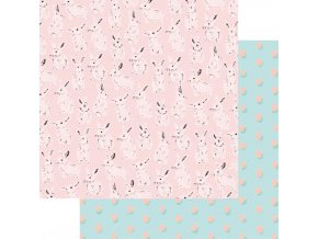 SCRAPBOOK PAPER - SPRING GARDEN / #05 Crazy pink rabbit