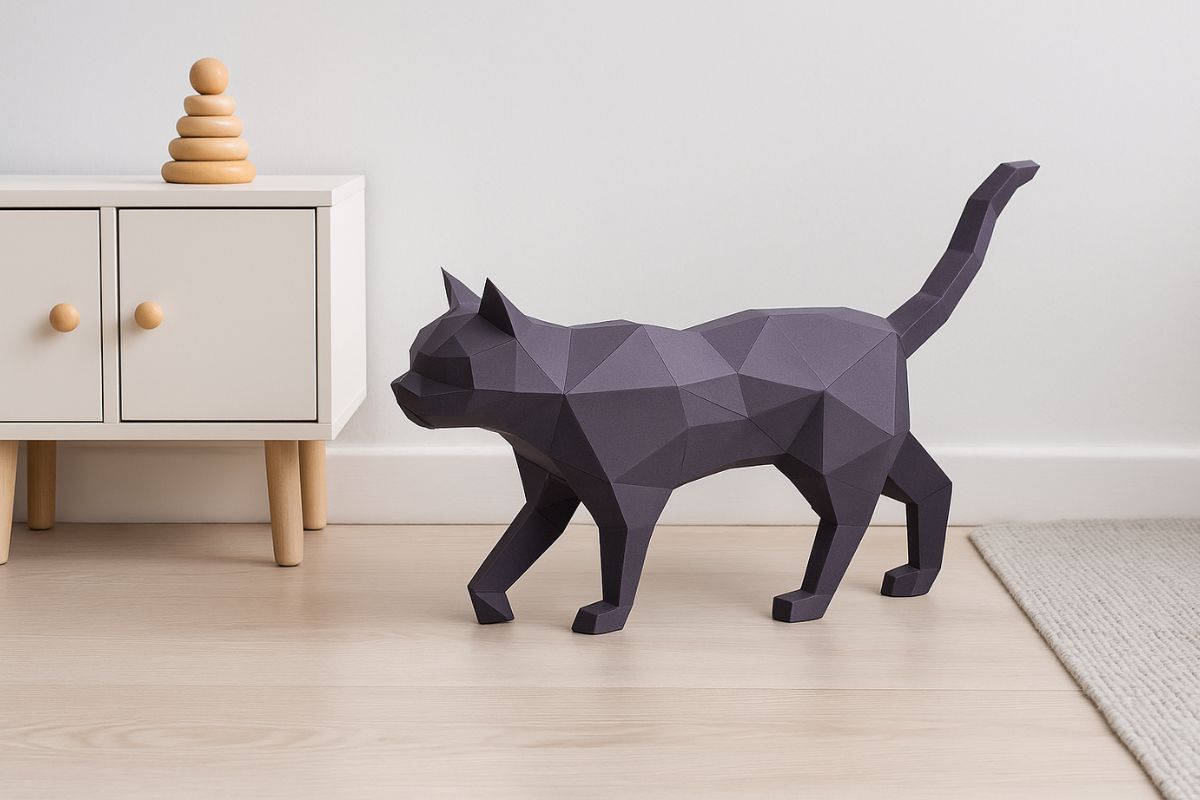 3D puzzle z papíru kočka