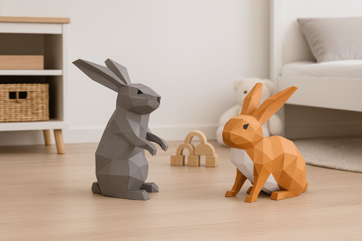 3D puzzle z papíru kralíci