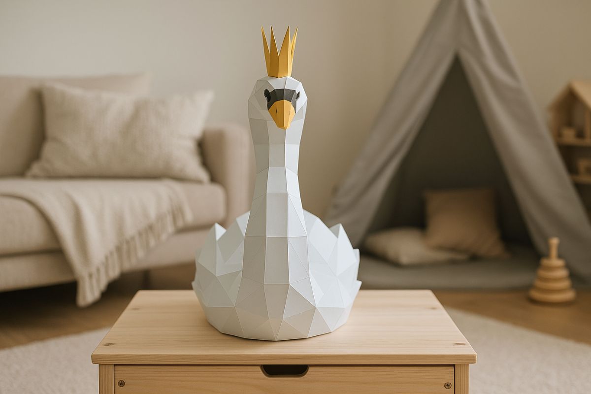 3D puzzle z papíru labuť