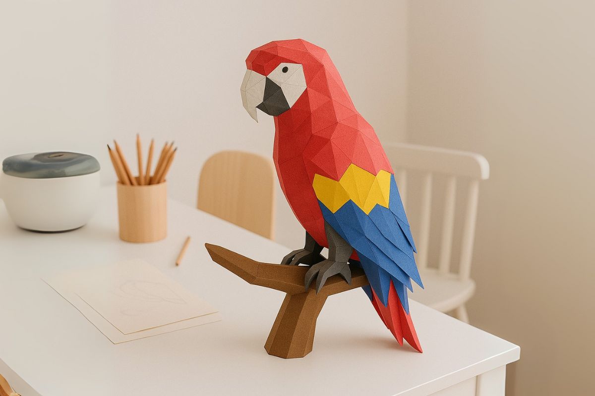 3D puzzle z papíru papoušek