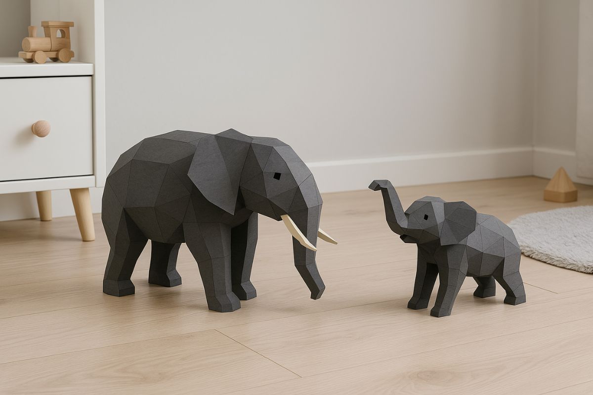 3D puzzle z papíru sloni