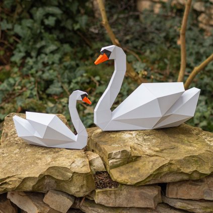 Papírový model labutí rodinky PaperTime