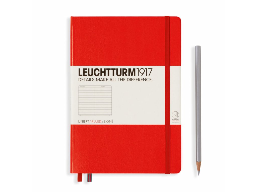 LEUCHTTRUM1917 Notebook Medium A5, Hardcover lined, RED 332933