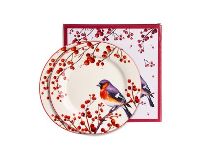 komplet 2 talerze deserowe christmas birds 3 6