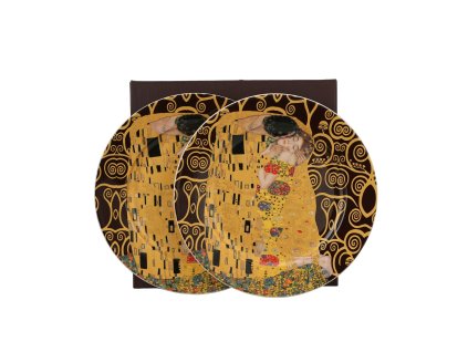 komplet 2 talerze deserowe the kiss brown inspired by klimt 3