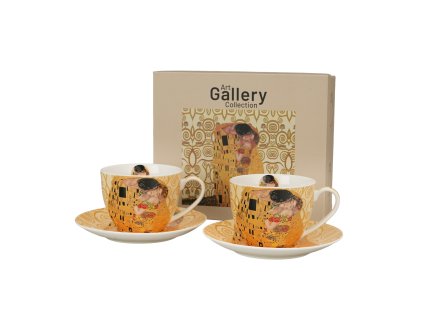 2 filizanki ze spodkami the kiss ecru inspired by klimt 1