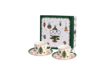 2 filizanki espresso ze spodkami around christmas tree 10