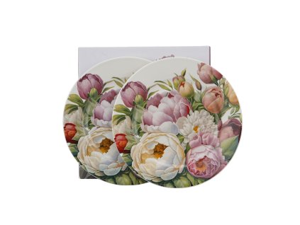 komplet 2 talerze deserowe piwonie 1