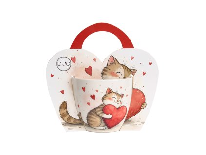 kubek 460 ml w koszyczku kot z zabawka 3