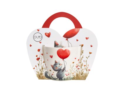 kubek 460 ml w koszyczku kot z balonem 1