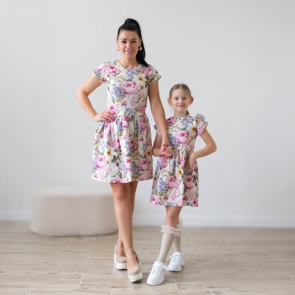 Trojset- Violeta kvetinové šaty