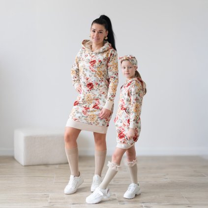 Trojset- Rosalie mikinové šaty s kapucňou