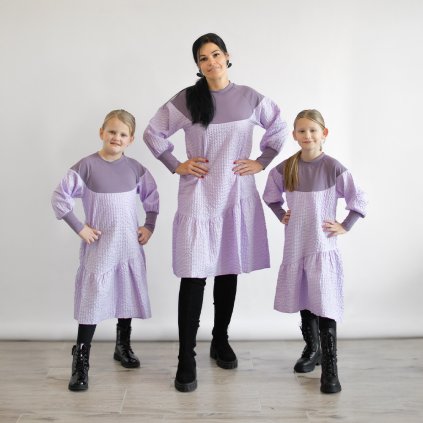 Trojset- Selina Maxi šaty levanduľa