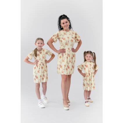 Trojset- Nola rebrované kvetinové šaty
