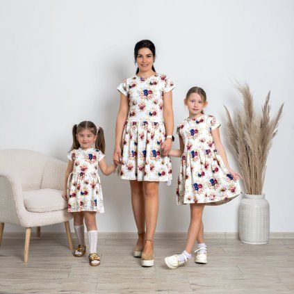 Trojset- Lea kvetinové letné šaty mama a dve dcéry