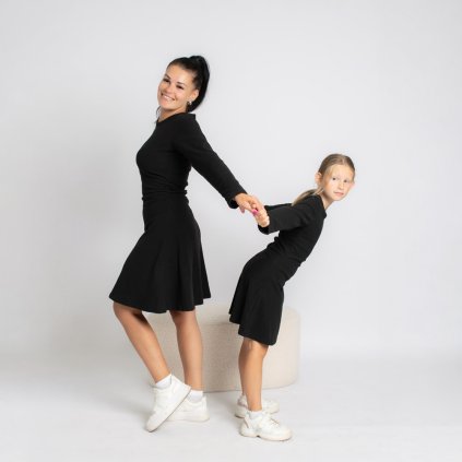 Trojset- Zoe pletené šaty čierne