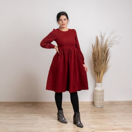 Valéria- Dámske menčestrové šaty bordo