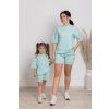 Kraťasový mentolový set mama a dcéra