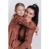 Slim šaty mama a dcéra Anita- Hnedá zladená sada s puf rukávmi