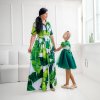 Trojset- Gaba luxusné dlhé šaty zelené