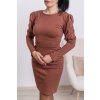 Anita- Dámske slim šaty s puff rukávmi hnedé