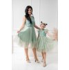 Trojset- Eveline romantické šaty s nadýchanou sukňou mentol