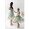 Trojset- Eveline romantické šaty s nadýchanou sukňou mentol