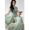 Trojset- Eveline romantické šaty s nadýchanou sukňou mentol
