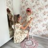 Trojset- Nola rebrované kvetinové šaty