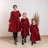 Trojset- Valéria menčestrové šaty mama a dve dcéry bordo