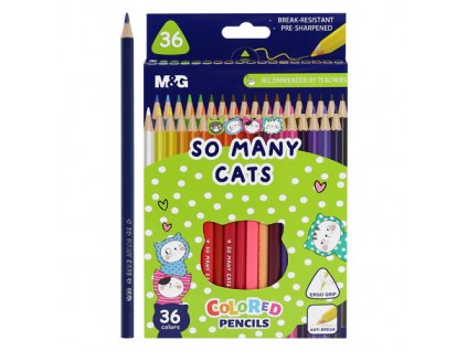 Pastelky trojhranné M&G So Many Cats, sada 36 ks