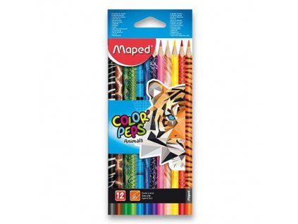 Pastelky trojhranné MAPED "COLOR'PEPS ANIMAL" sada 12 ks