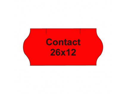 Etikety cen. CONTACT 26x12 oblé - 1500 etikiet/kotúčik, červené
