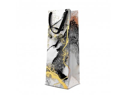 Darčeková taška na fľašu - Marble 12x10x37 cm