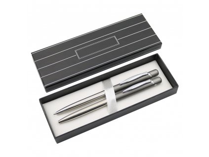 Pero guľočkové + Mechanická ceruzka - sada B1065 B+P, sivé