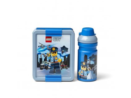 LEGO City desiatový set (fľaša a box) - modrá